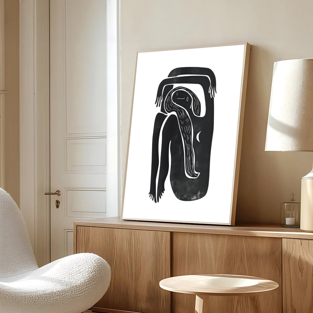 Abstract Minimalist Black Line Art Print