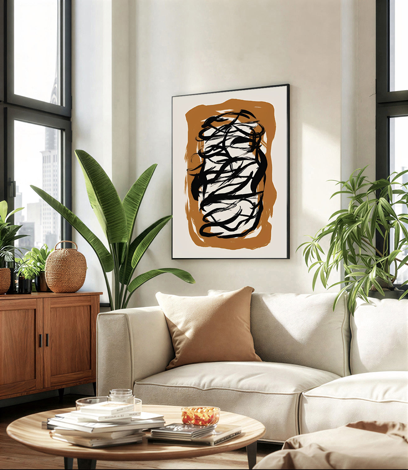 Black Abstract Brush Stroke Wall Art Print