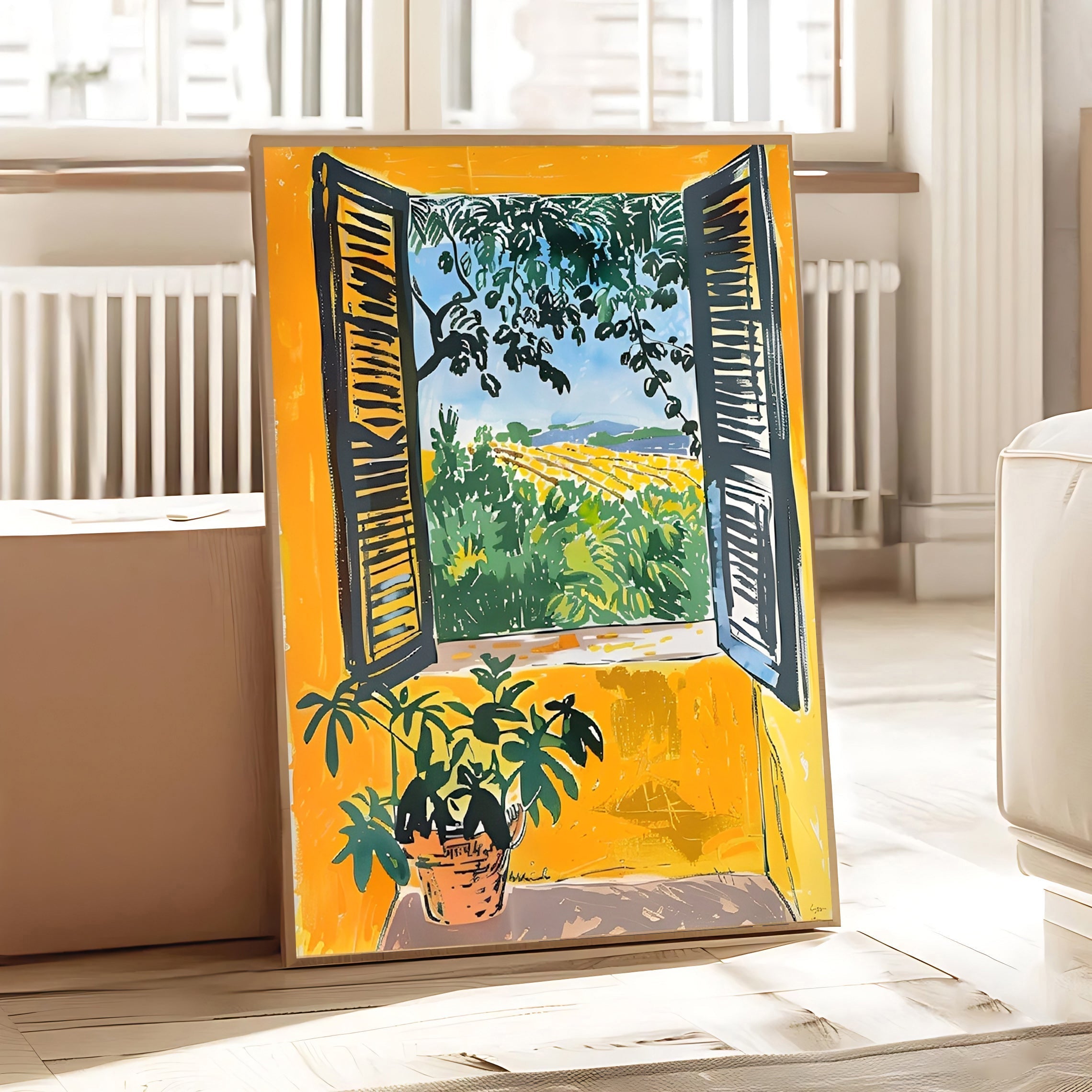 Matisse-inspired window view art print