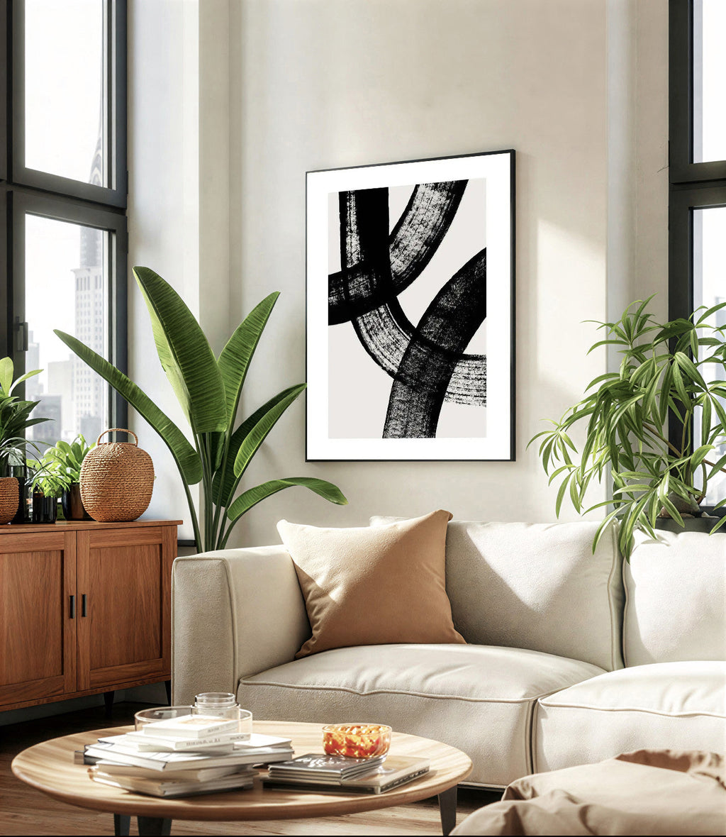 Black and white abstract wall art print