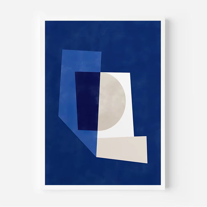 Blue abstract geometric wall art print