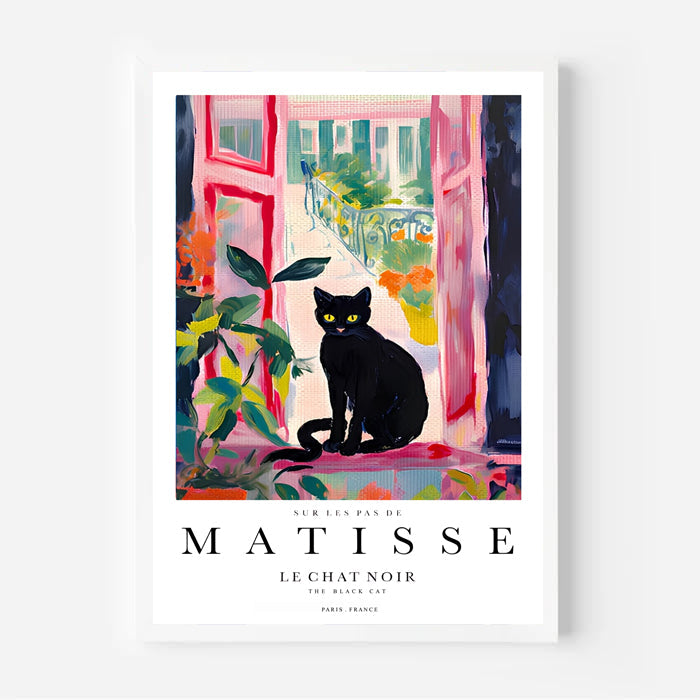 Matisse inspired black cat art print