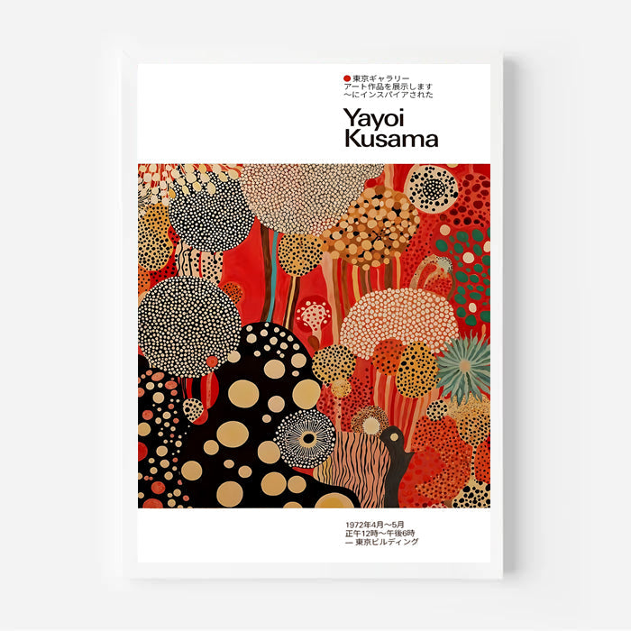 kusama style polka dot poster red and black