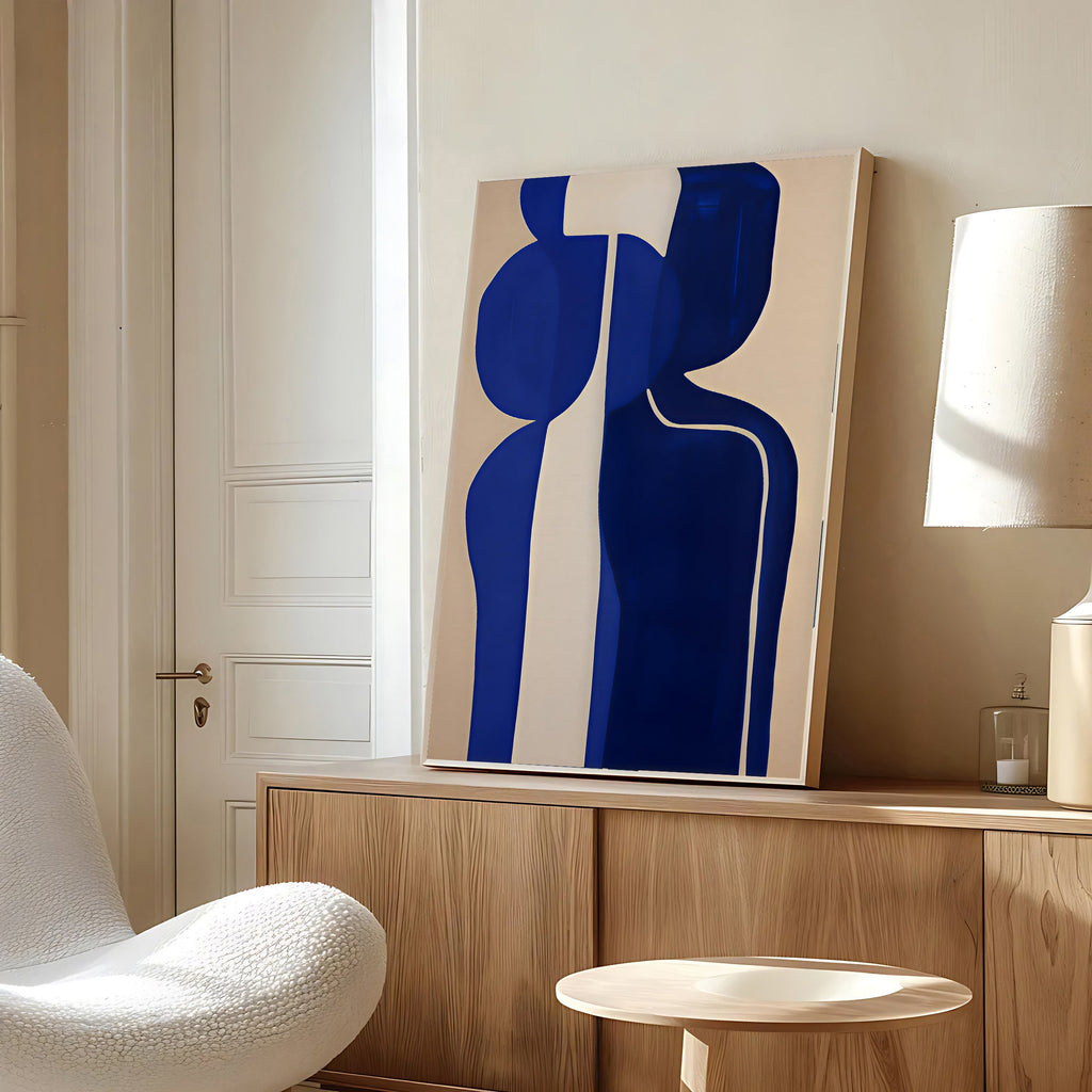 Minimalist blue abstract figure art print