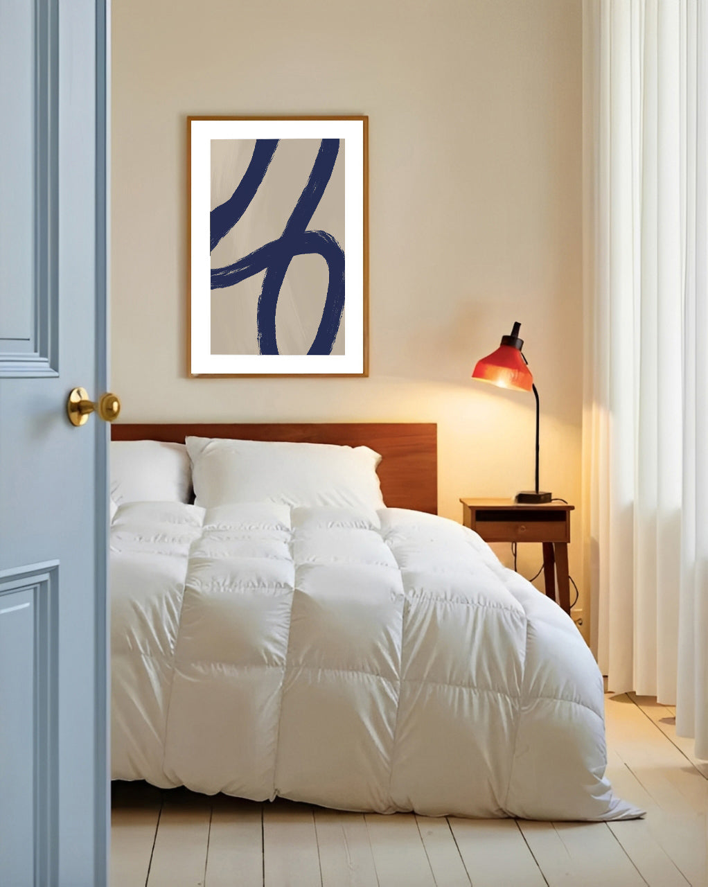 Minimalist abstract navy blue wall art print